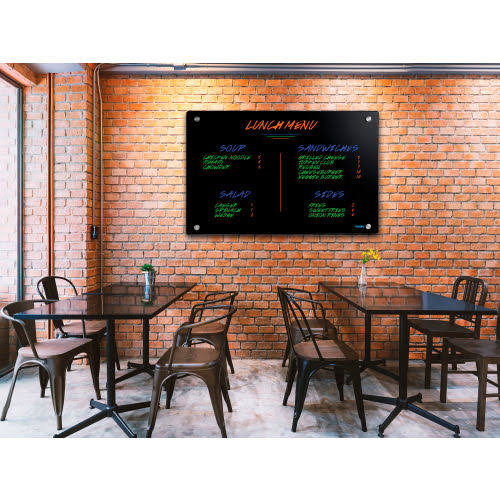 Global Industrial 72x22W x 48x22H Magnetic Glass Whiteboard, Black