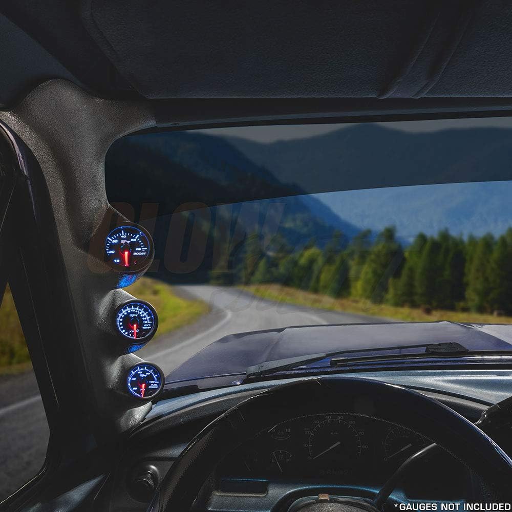 GlowShift Gray Triple Pillar Gauge Pod Compatible with Ford F-Series F-250 F-350 Power Stroke 1992-1997 - Factory Color Matched - ABS Plastic - UV Protected - Mounts (3) 2-1/16