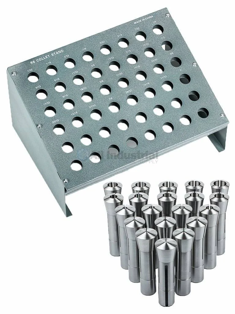 20 PC R8 Collet Set 3mm to 20mm for Bridgeport with R8 Collet Rack - 48 Slot