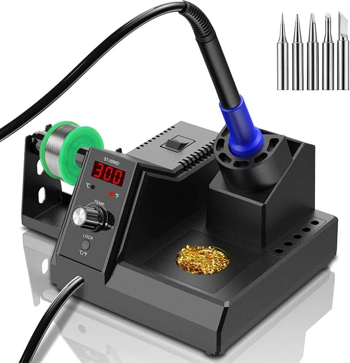 Soldering Station, 110V 80W Digital Soldering Iron Kit with Smart Temperature Control (176&deg;F-896&deg;F), Auto Standby Sleep Solder Station for School Lab, Hobby, Electronics (80W Black)