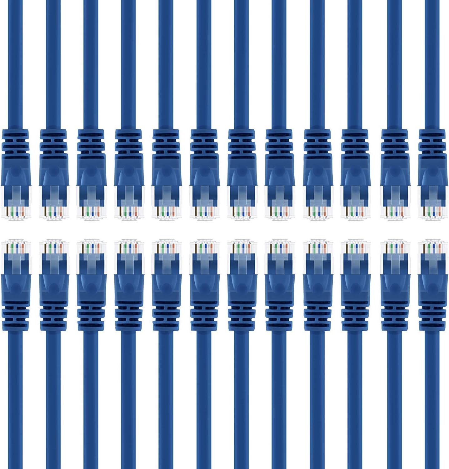 GearIT 100-Pack, Cat5e Ethernet Patch Cable 1 Foot - Snagless RJ45 Computer LAN Network Cord, Blue