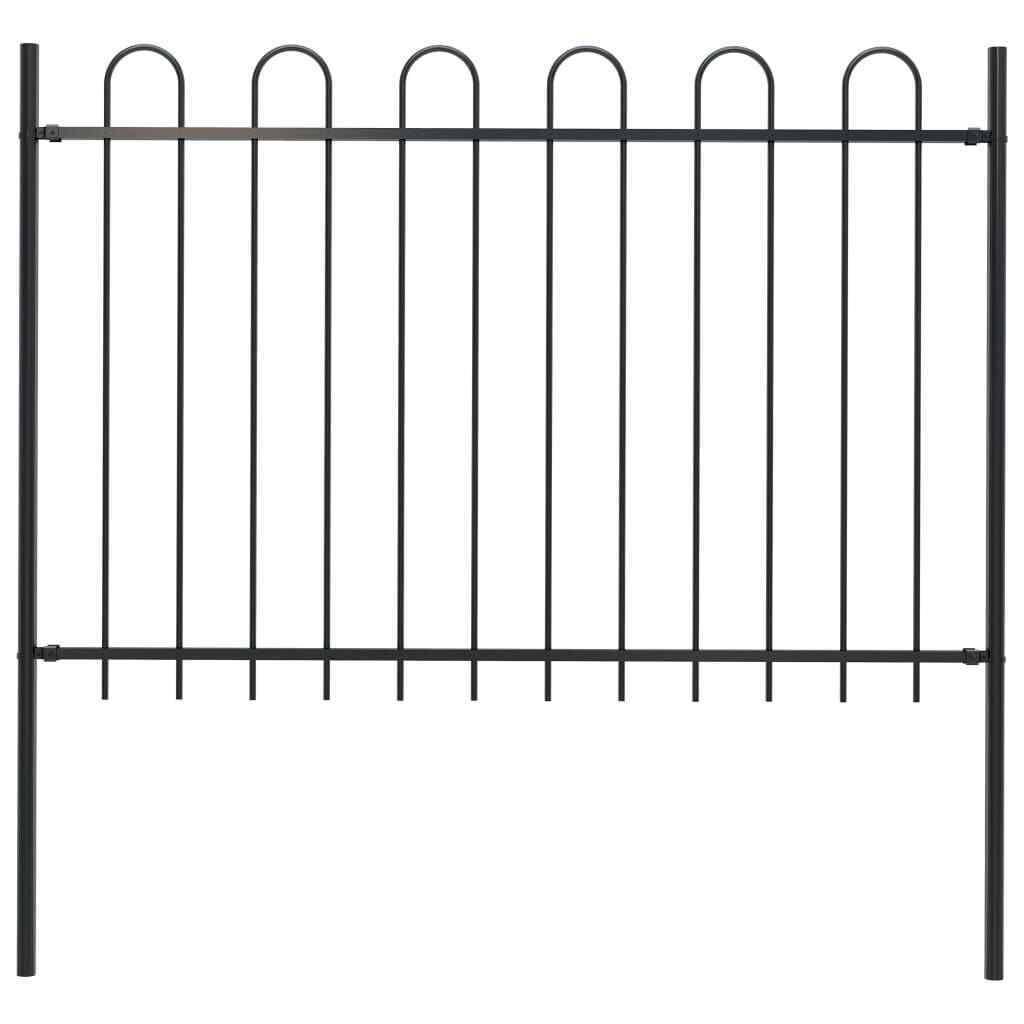 vidaXL Garden Fence with Spear Top Steel 5.5ft Black