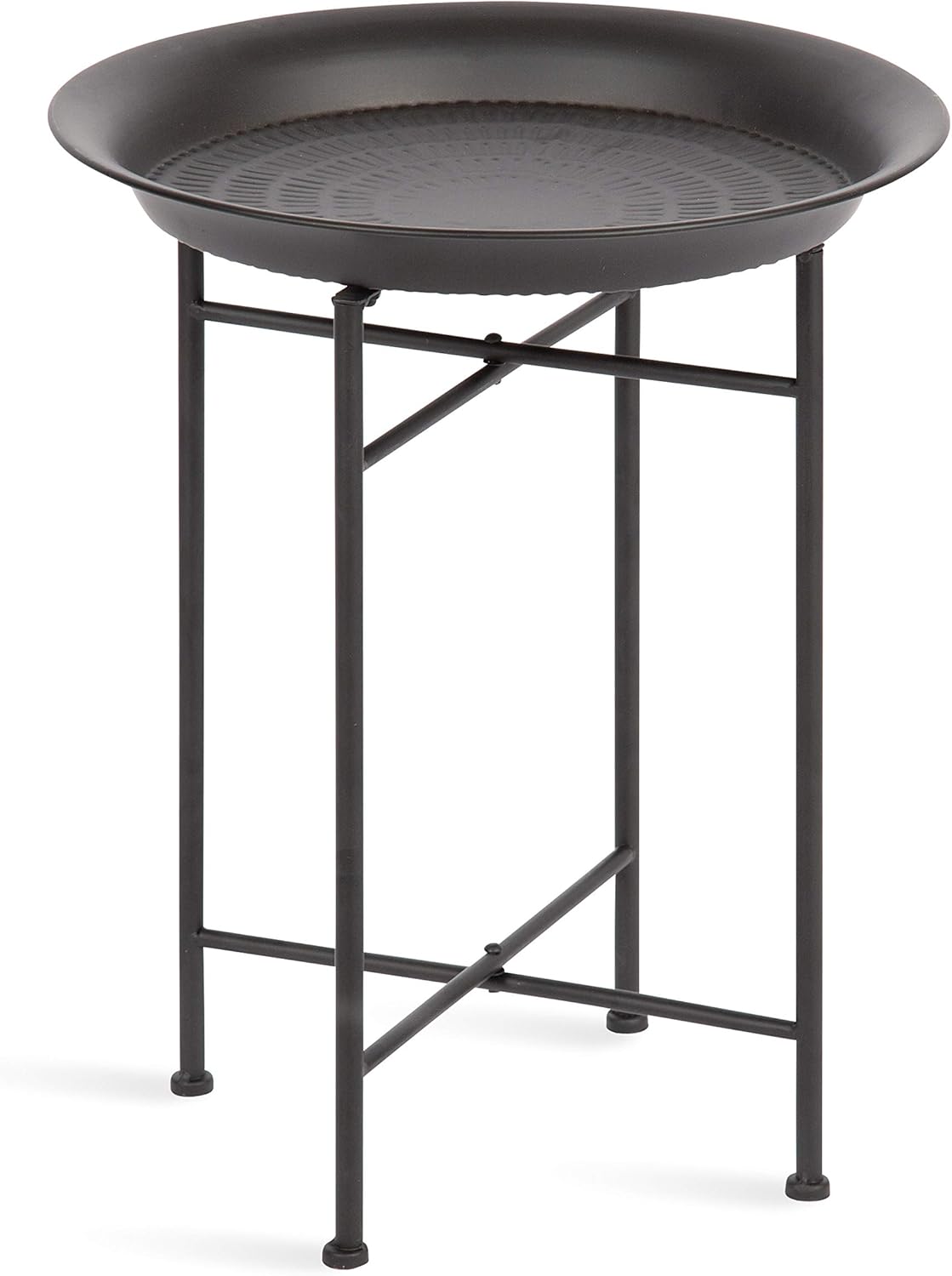 Kate and Laurel Mahdavi Round Hammered Metal Accent Table, 16.5