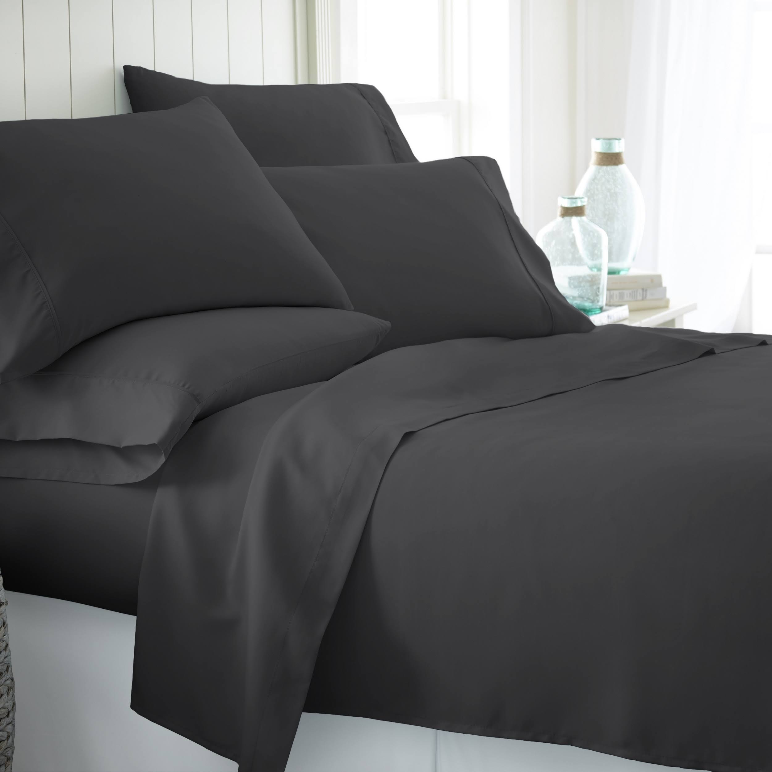 Bamboo Softness 6-Piece Bed Sheet Set - Black, Twin Extra Long