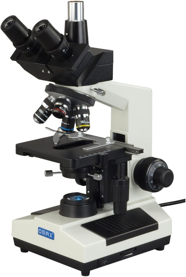 OMAX M837ZL-A191 Dry Darkfield 40X-2500X High Power Replaceable LED Light Trinocular Blood Analysis Compound Biological Microscope