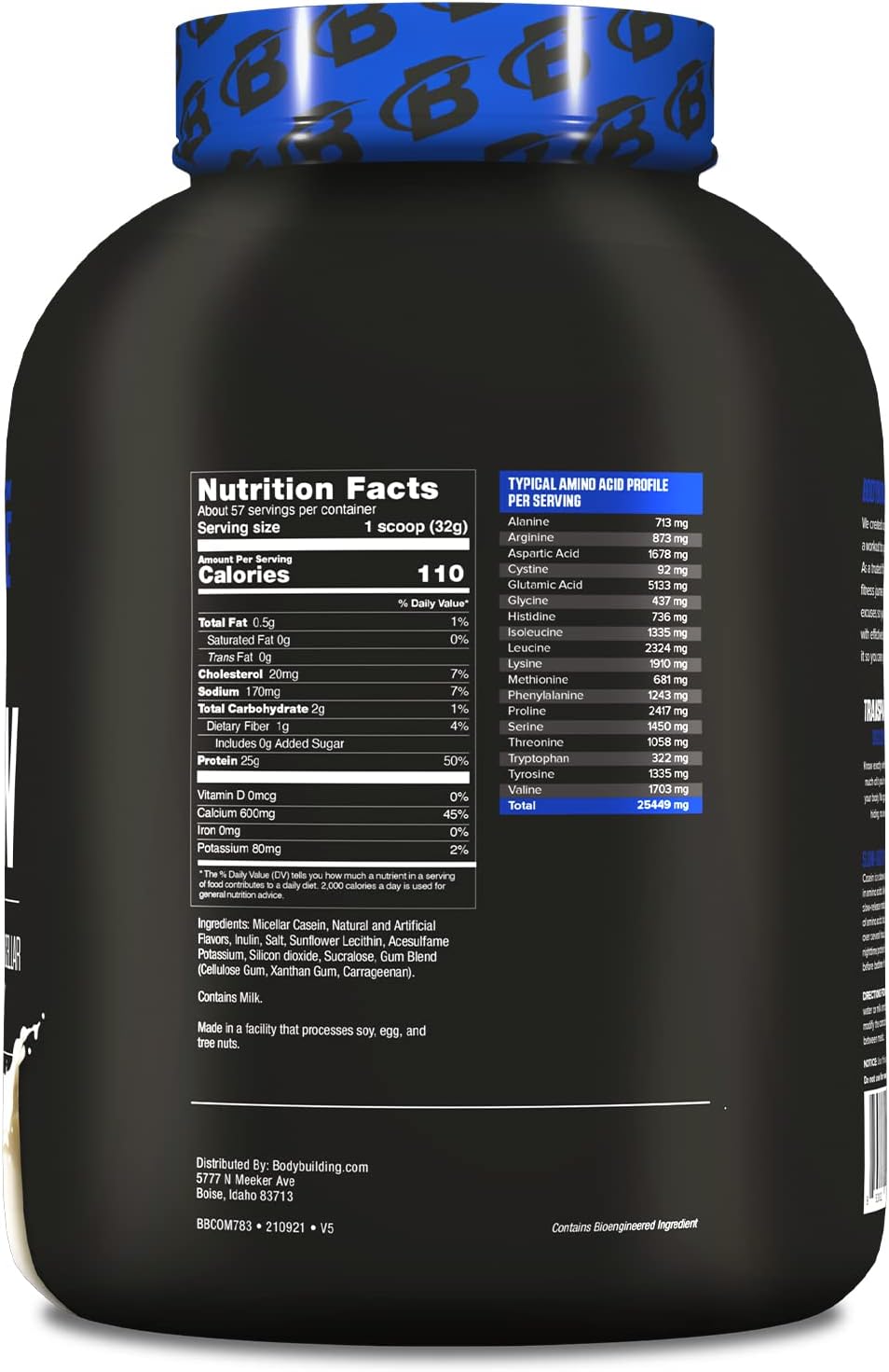 Bodybuilding Signature Casein Protein Powder | Vanilla Slow Release Micellar Casein | Rich in Amino Acid | 4lbs, 55 Servings Pack of 2