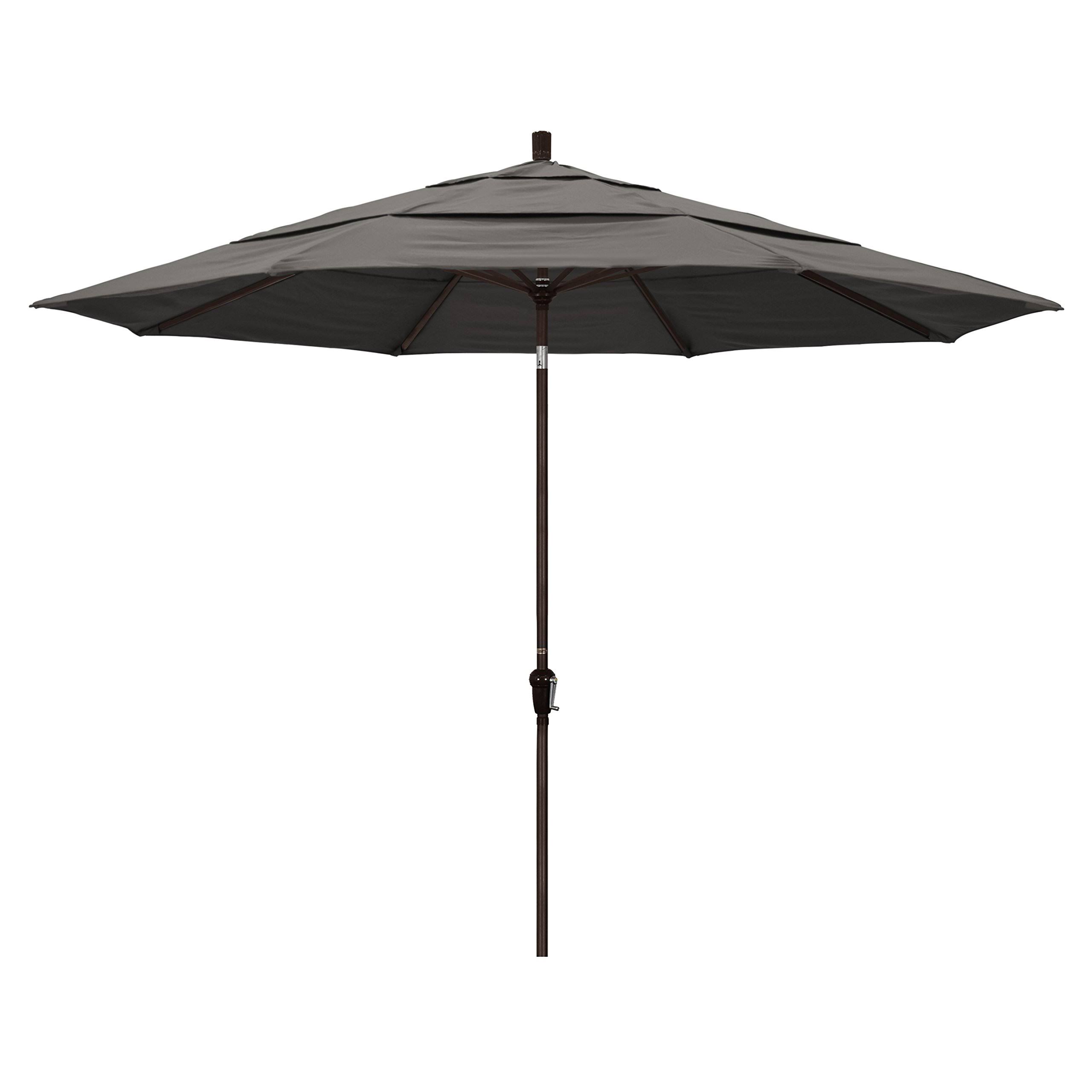 California Umbrella 11 ft. Bronze Aluminum Market Patio Umbrella Auto Tilt in Taupe Pacifica