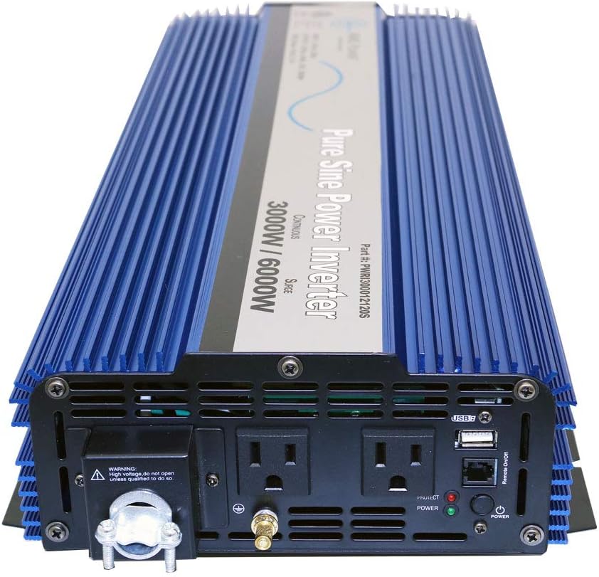 AIMS Power 3000 WATT Pure SINE Power Inverter 12 VDC to 120 VAC - UL Listed