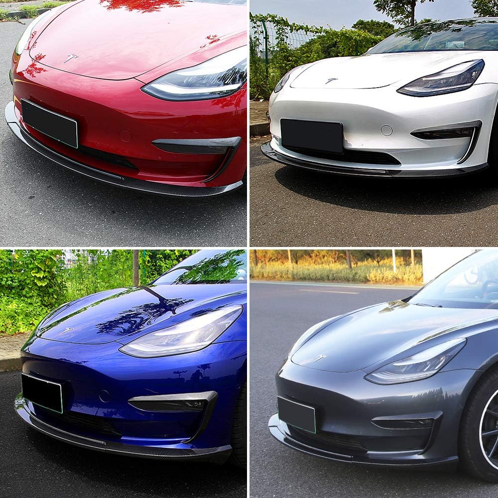 Fit Tesla Model 3 Front Bumper Lip Kit Car Glossy Mods Spoilers For 2017-2021 2022 Tesla Model 3 Accessories (Glossy Carbon Fiber Pattern)