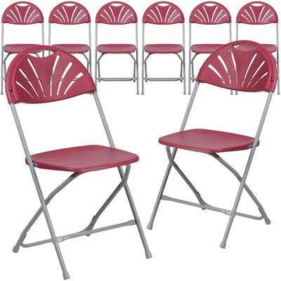 Oliverson Plastic Fan Back Folding Chair Inbox Zero Color: Burgundy