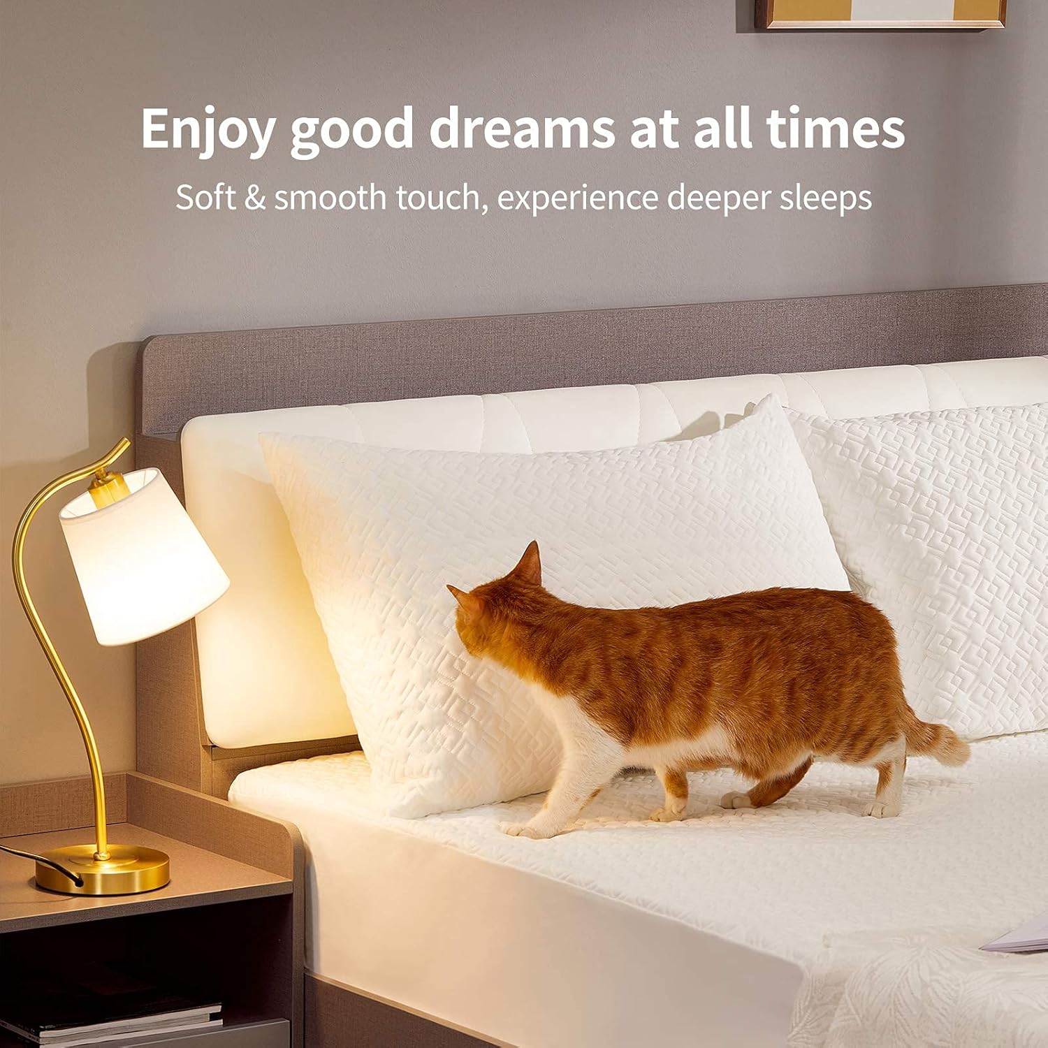 Full Size, Top and Fours Sides Waterproof Mattress Protector, [Maintain The Original Comfort of The Mattress] Noiseless & Soft Mattress Cover, Fitted 18