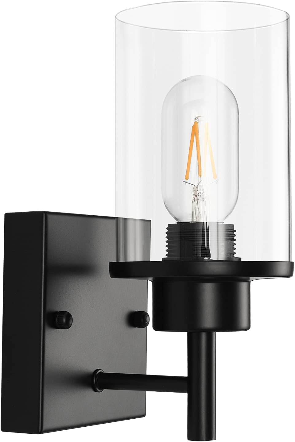 Vanity Lighting Fixtures, Matte Black Bathroom Light Fixtures 3-Light Black Wall Sconce with Clear Glass Lampshade for Bedroom Hallway Living Room Kitchen