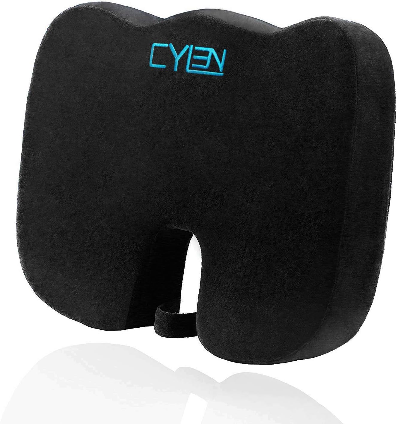 CYLEN Home-Memory Foam Bamboo Charcoal Infused Ventilated Orthopedic Seat Cushion for Car and Wheel Chair - Washable & Breathable Cover (Black)