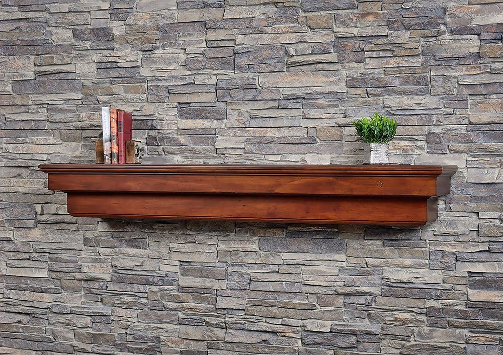 Salem Wood Mantel Shelf with Corbels - Aged Cherry 60 Inch Beautiful Wooden Rustic Shelf Perfect for Electric Fireplaces and More! Mantels Direct