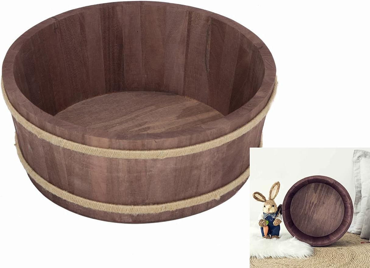 K Kackool Newborn Photo Props Wooden Mini Bathtub for Baby Photograhy Baby Posing Props