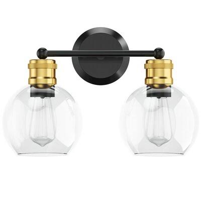 2-Light Black/Gold Vanity Light Corrigan Studio