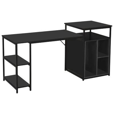 Computer Desk with Printer Stand, Shelf, Large Desk with Bookshelf 47in Desktop Latitude Run Color (Top/Frame): Black/Black