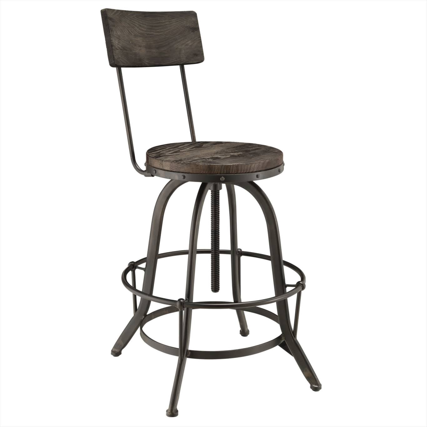Modway Black Procure Wood Bar Stool