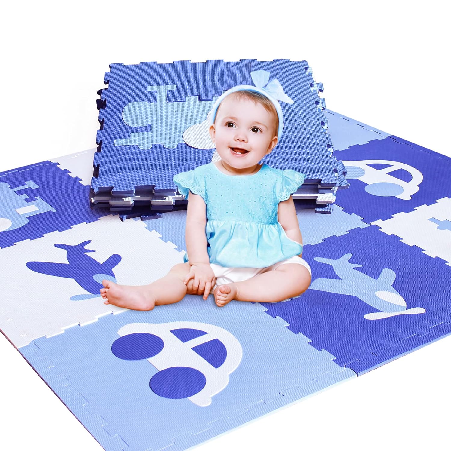 Baby Play Mat for Floor, Large Interlocking Floor Mats for Playing,Infant Foam Puzzle Floor Mat with Patterns,Crawling Activity Mat for Kids Indoor Outdoor 72&times;72in