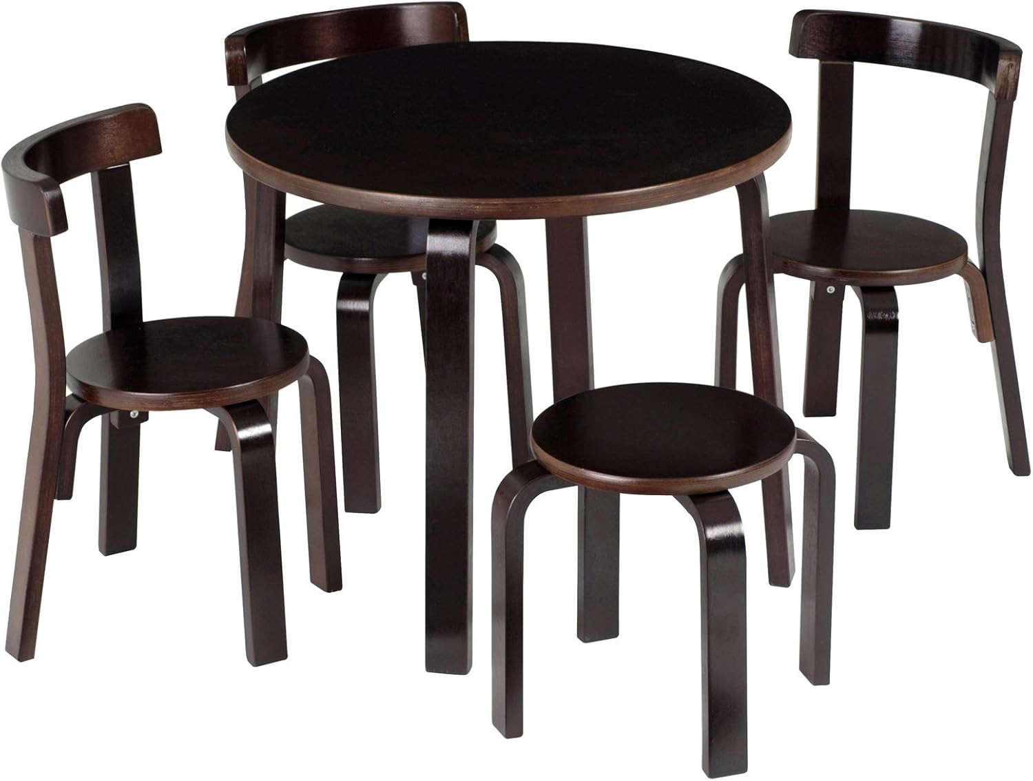 Kids Table and Chair Set - Svan Play with Me Toddler Table with 3 Chairs and Stool for Arts & Activities- Playroom Furniture and Dining Table for Homes, Daycares and Classrooms- 100% Wood (White)