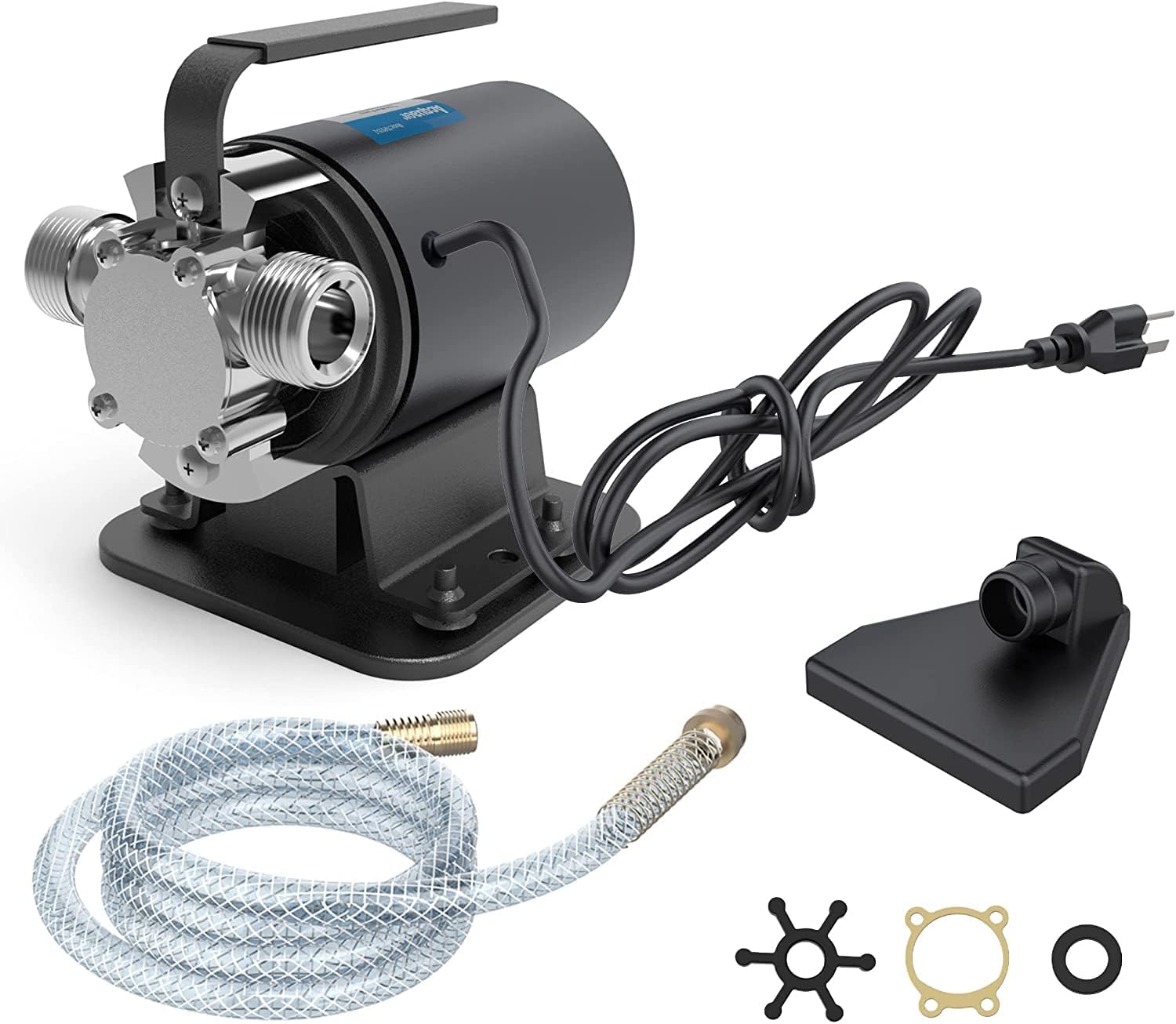 Acquaer Water Transfer Pump 115V 1/10 HP Portable Electric Utility Water Pump with Suction Hose Kit, Low Suction Water Removal for Water Beds, Pools, Rain Barrel, Aquariums…