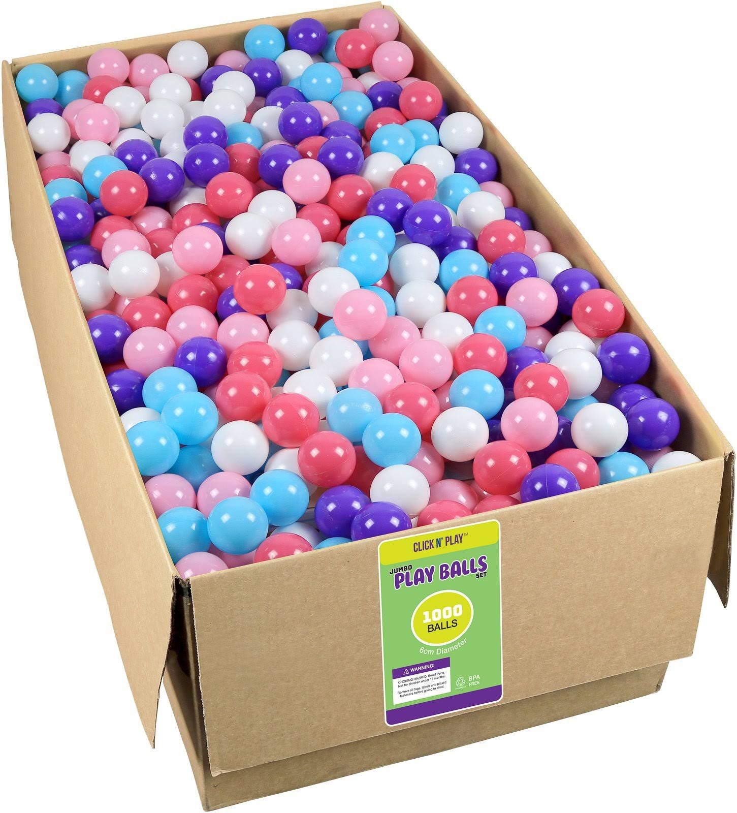 Click N Play Plastic Ball Phthalate Free BPA Free Crush Proof Pit Balls 5 Bright Colors (Value Pack 1000 Balls )