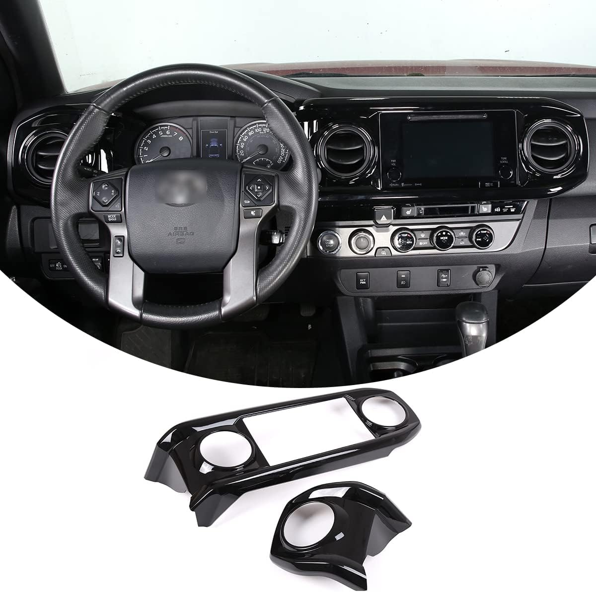 Car ABS Inner Look Central Console Dashboard Panel Cover Trim Stickers Fit For TOYOTA Tacoma 2016 2017 2018 2019 2020 2021 (red + black)