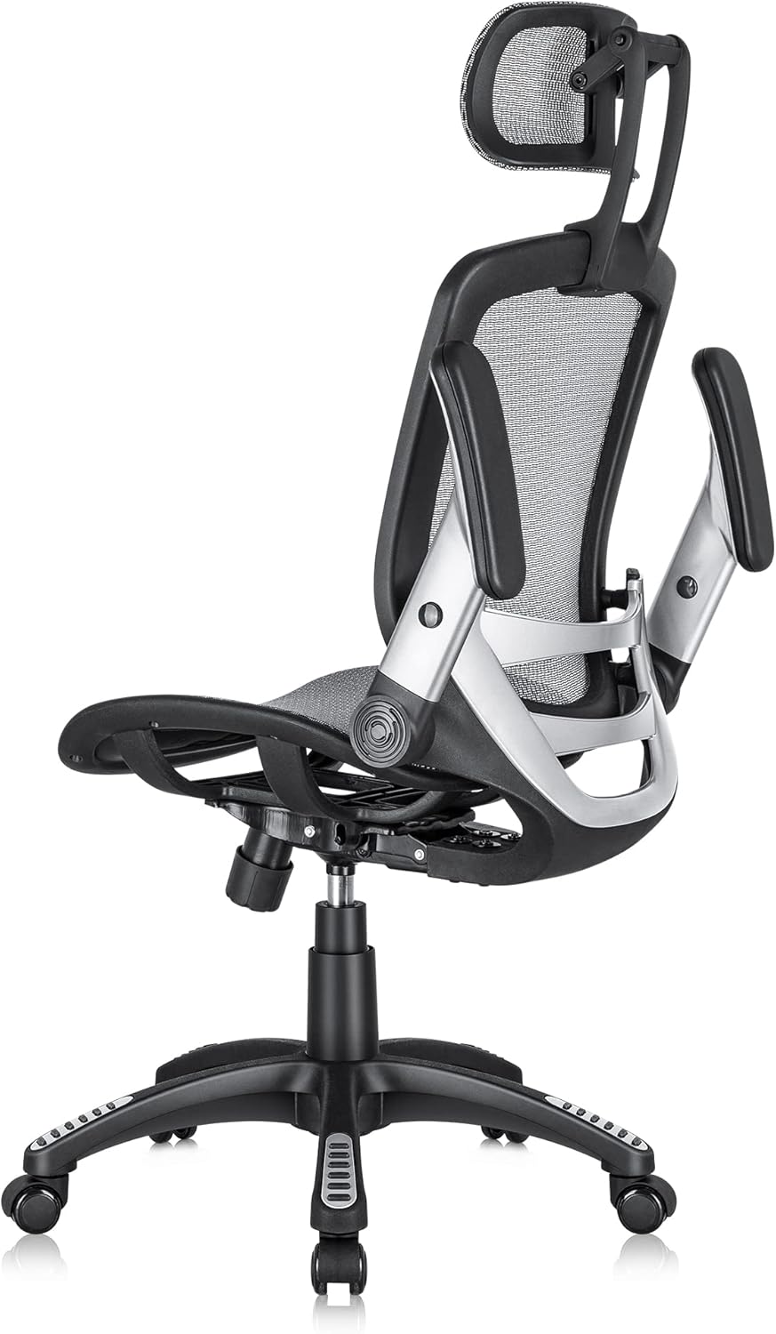 GABRYLLY Mesh Office Chair, High-Back Ergonomic Chair with Flip-up Arms, Grey
