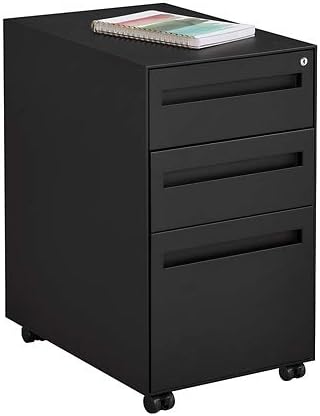 Stahl Three Drawer Mobile Pedestal Black Steel