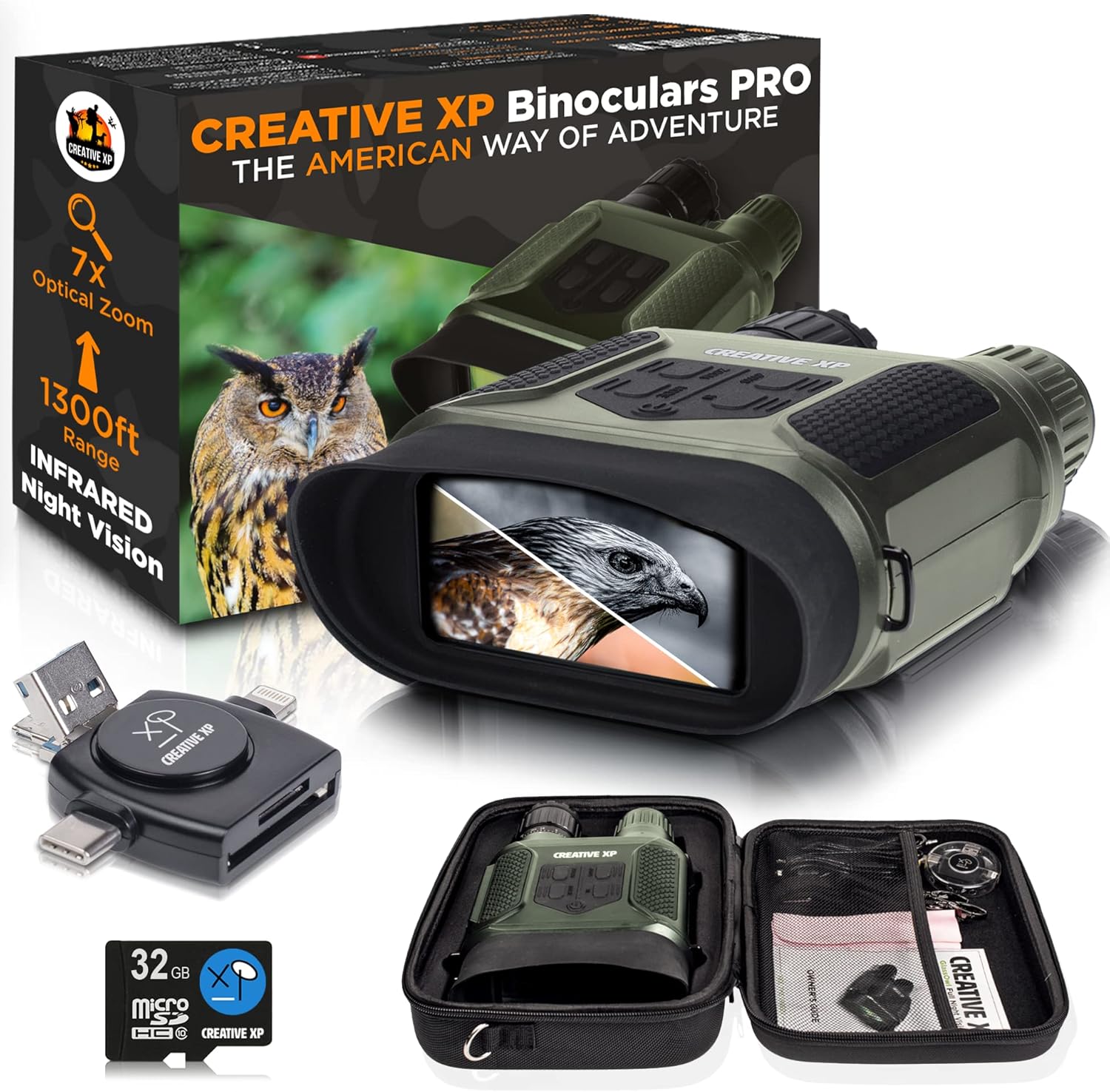 CREATIVE XP Night Vision Goggles - - Digital Military Binoculars w/Infrared Lens, Tactical Gear for Hunting & Security