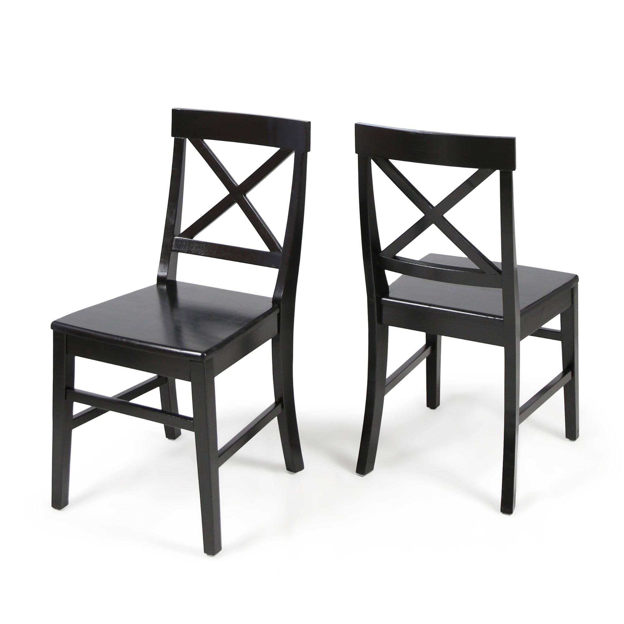 Set of 2 Black Traditional Farmhouse Dining Chairs 35x22
