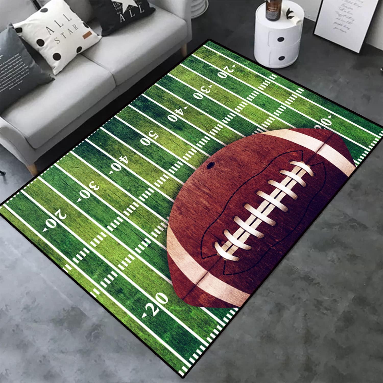 American Flag Baseball Home D&eacute;cor Printed Large Area Rugs for Boys Kids Bedroom Playroom, Non-Skid Rubber Back Indoor Floor Carpet Yoga Mat, Durable Hairless Crystal Velvet Living Room Sofa Floor Mat