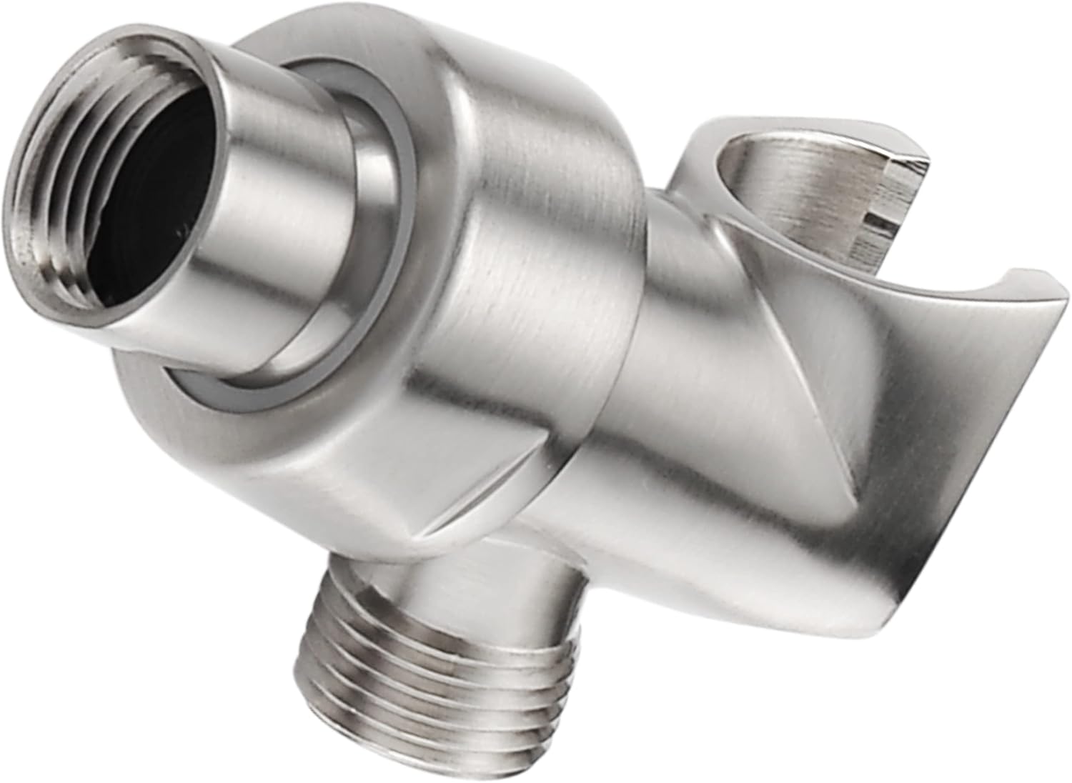 All Metal Shower Head Holder for Hand Held Showerheads, Polished Chrome | Adjustable Shower Arm Mount with Universal Wall Hook Bracket and Brass Pivot Ball