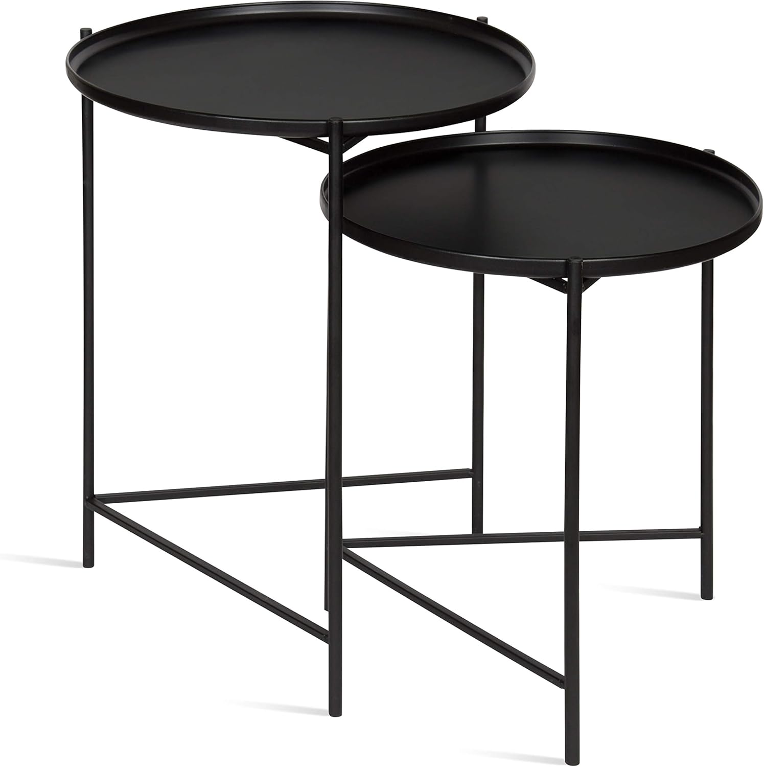 Kate and Laurel Ulani Round Metal Accent Tables, 2 Piece, Black