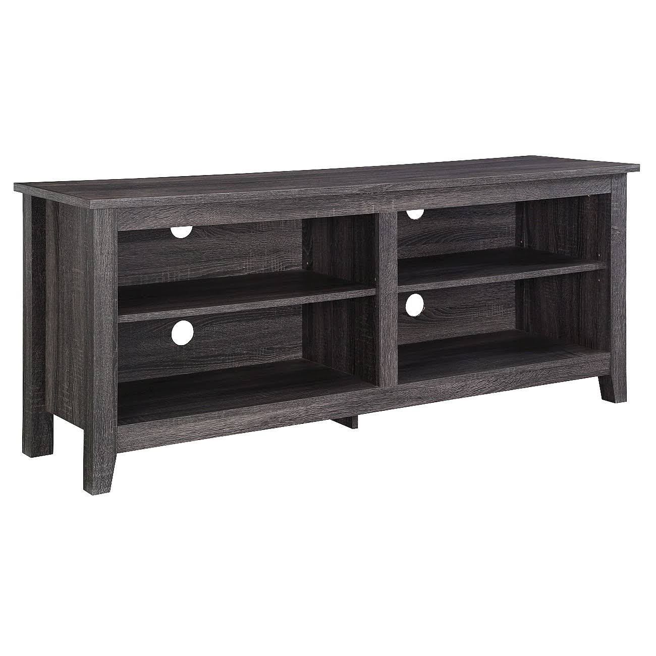 58 Wood TV Media Stand Storage Console - Charcoal (Grey) - Saracina Home