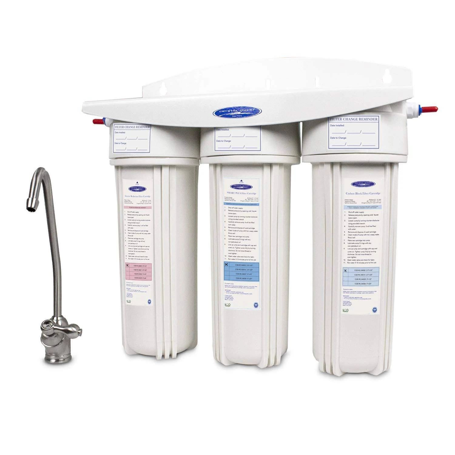 Crystal Quest Undersink Replaceable Triple Arsenic Water Filter System