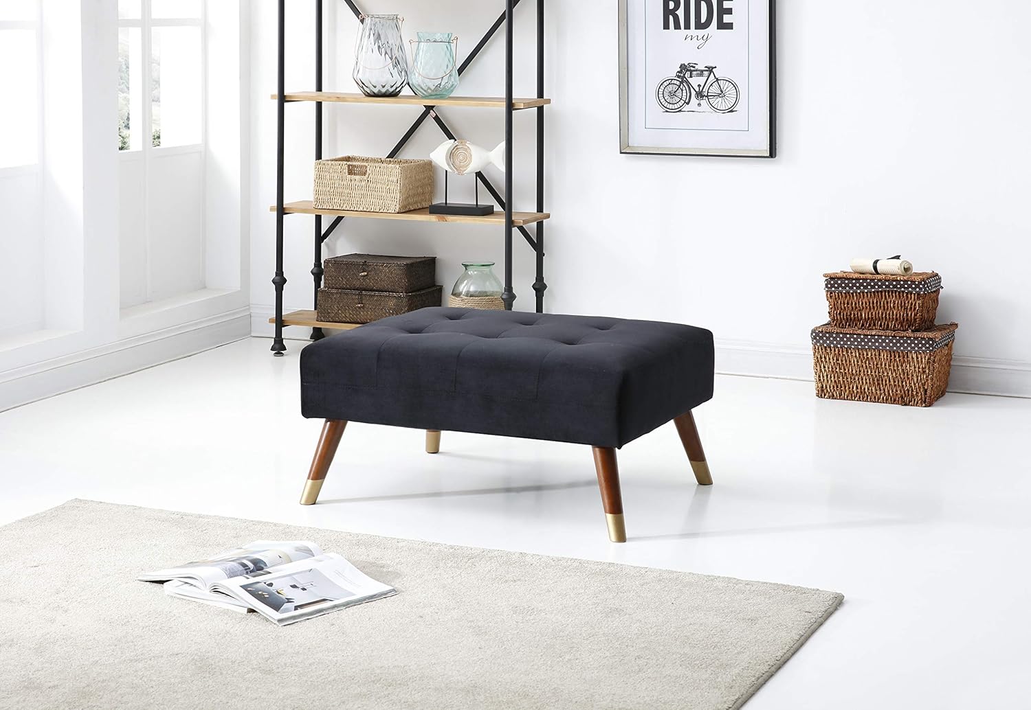 Glory Furniture Turin , Black Ottoman, 17