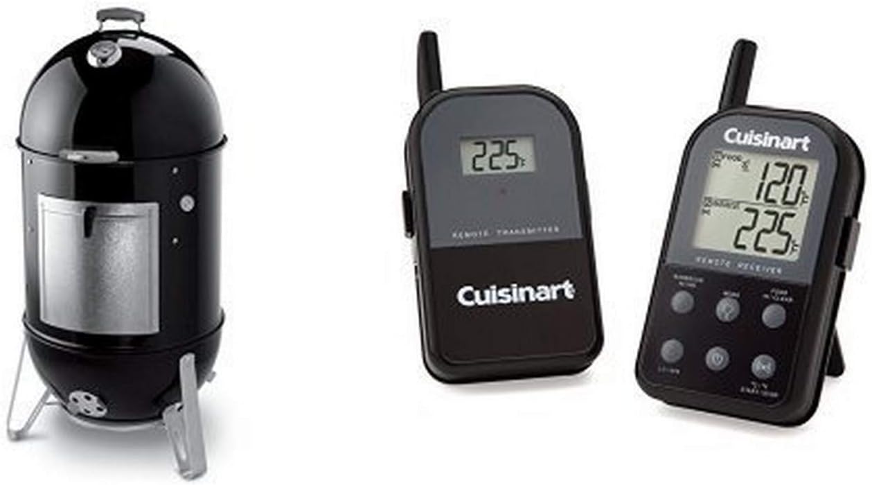 Weber 731001 Smokey Mountain Cooker 22-Inch Charcoal Smoker, Black and Lighter Cube Bundle