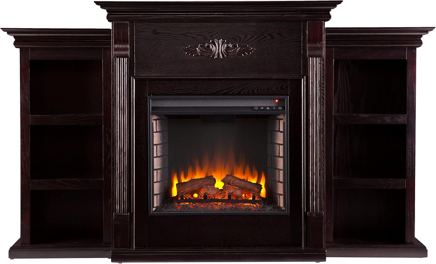 SEI Furniture Tennyson Electric Bookcases Fireplace, Ivory
