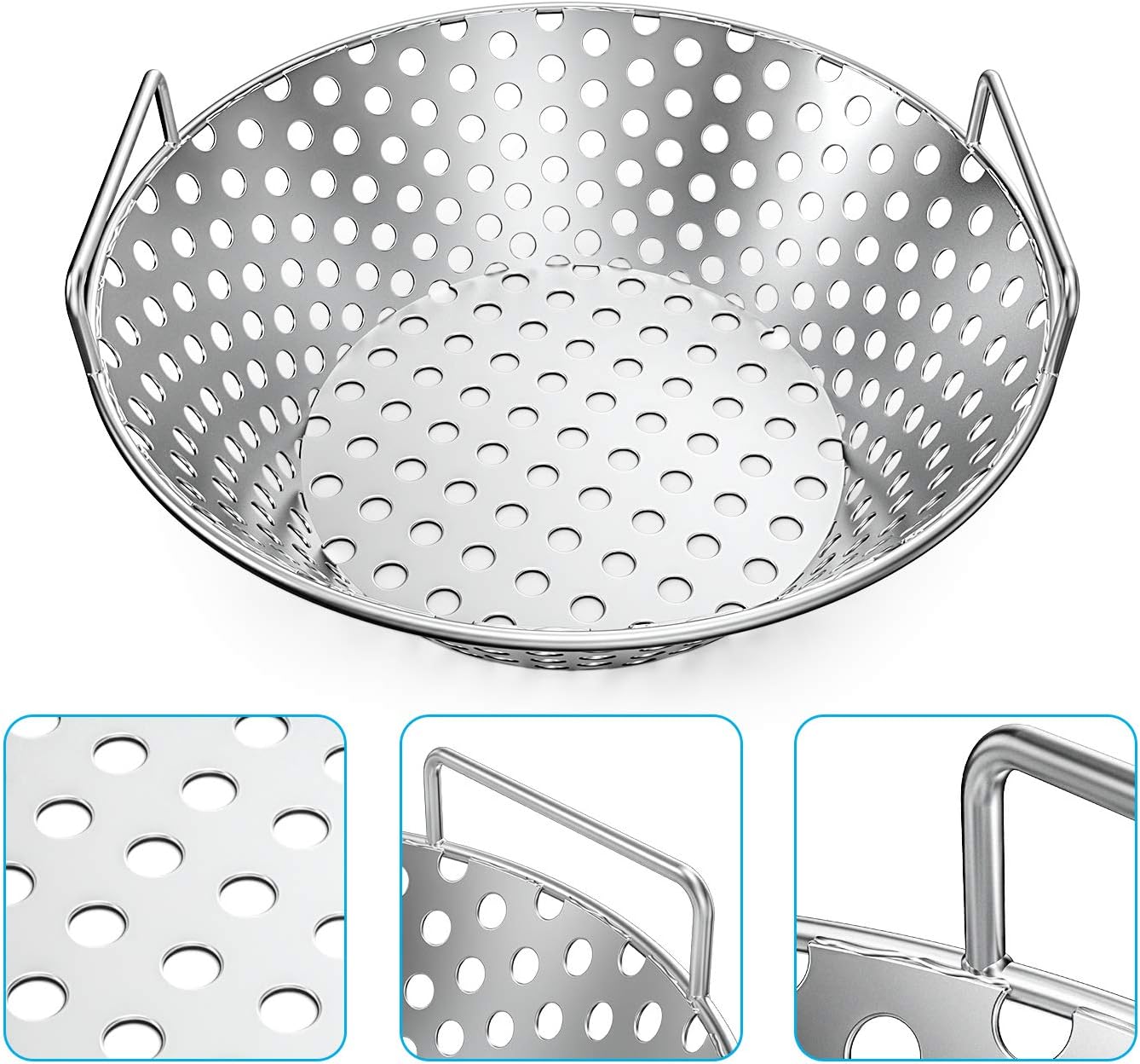 Skyflame 14 Inch Stainless Steel Charcoal Basket Accessories for Kamado Joe Classic | Large Big Green Egg | Pit Boss | Louisiana Grills & Other Grills - New Version of Hollow Holes Design
