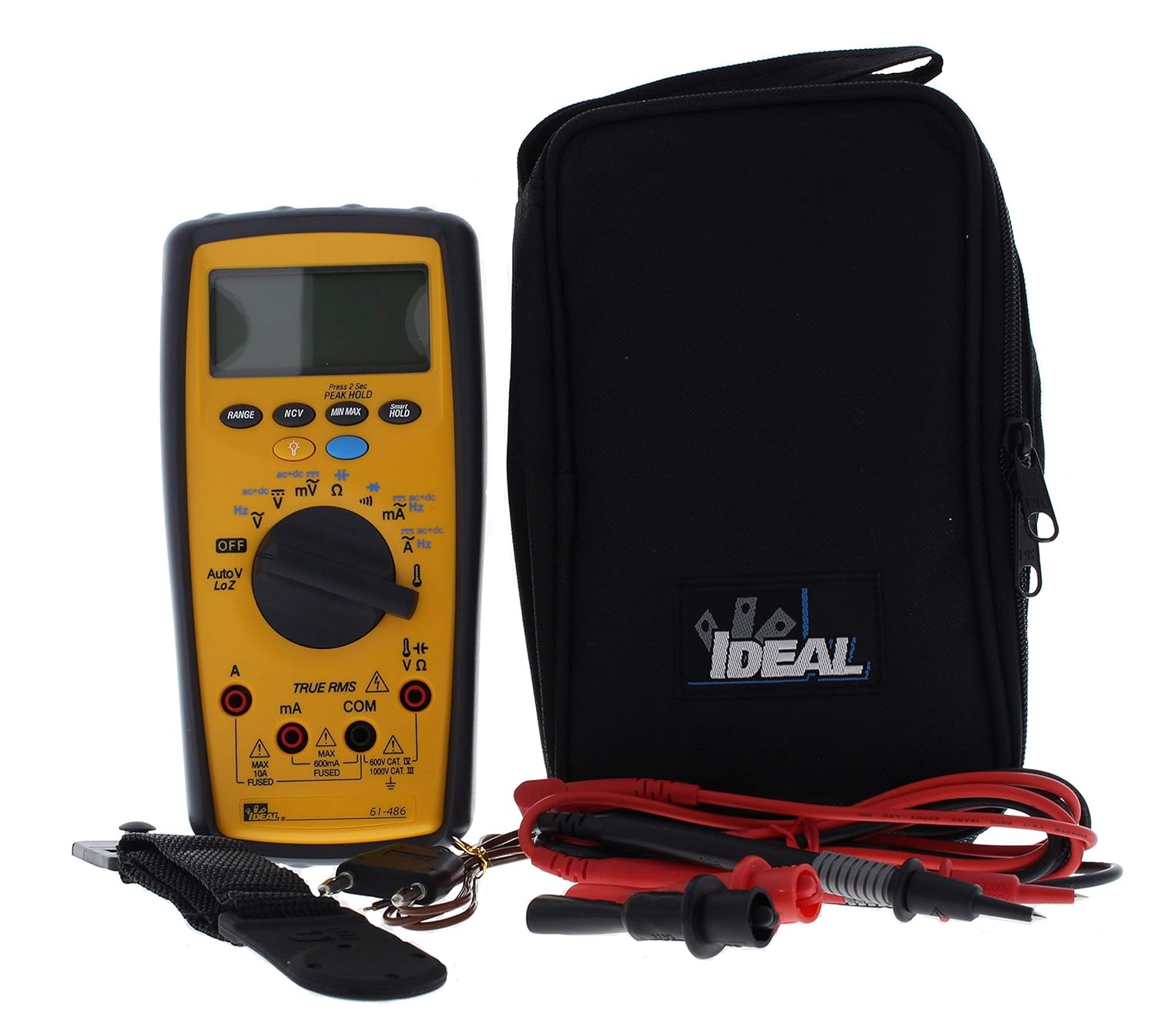 IDEAL INDUSTRIES INC. 61-342 Test-Pro Digital Multi-Meter with TRMS, Temp, Cap, Hz, Backlight, CATIII for 600v
