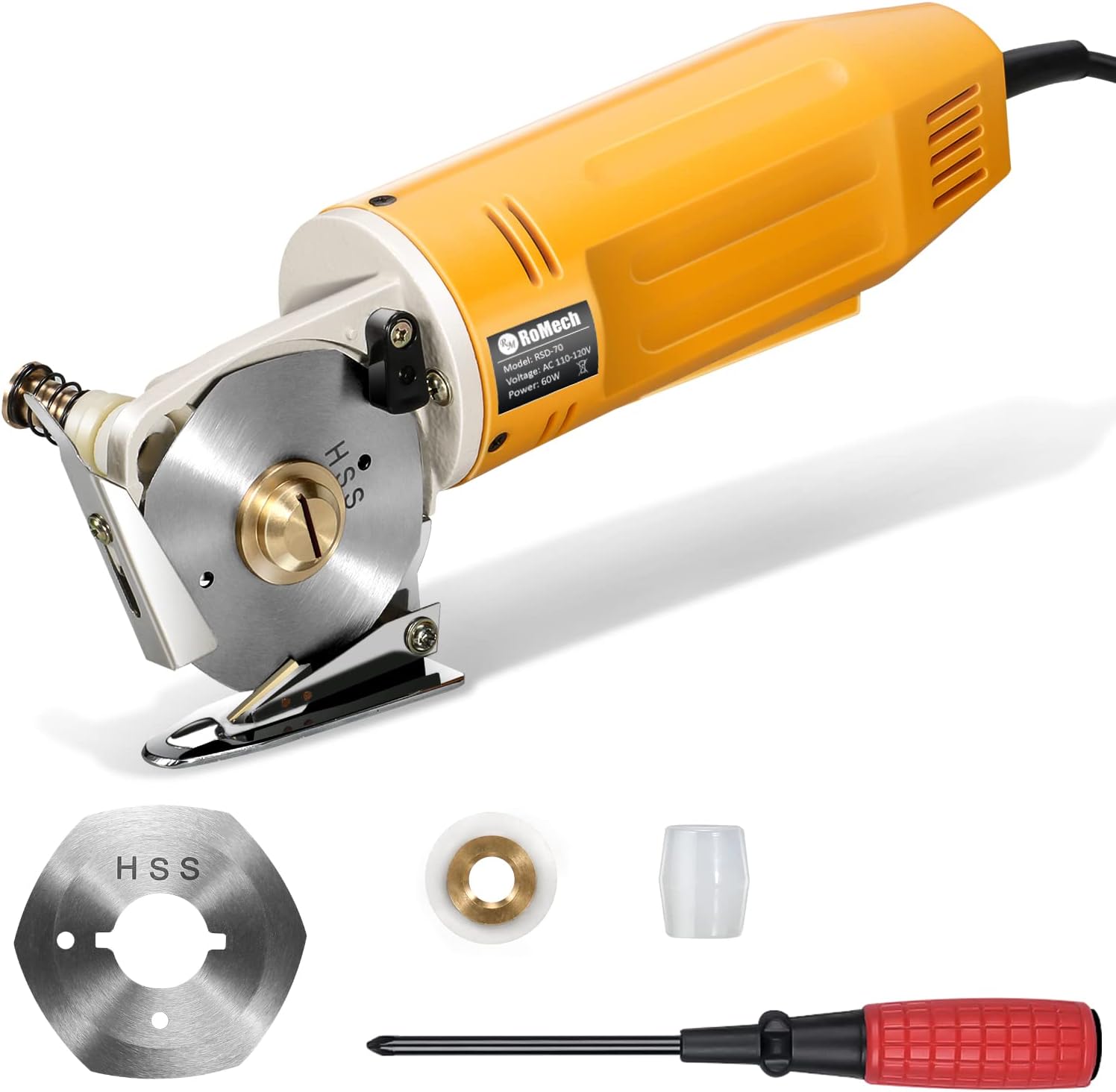 RoMech Mini Electric Cloth Cutter, Rotary Blade Fabric Cutting Machine, Octagonal Knife, Electric Rotary Scissors for Multi Layer Leather Wool (RM-031)