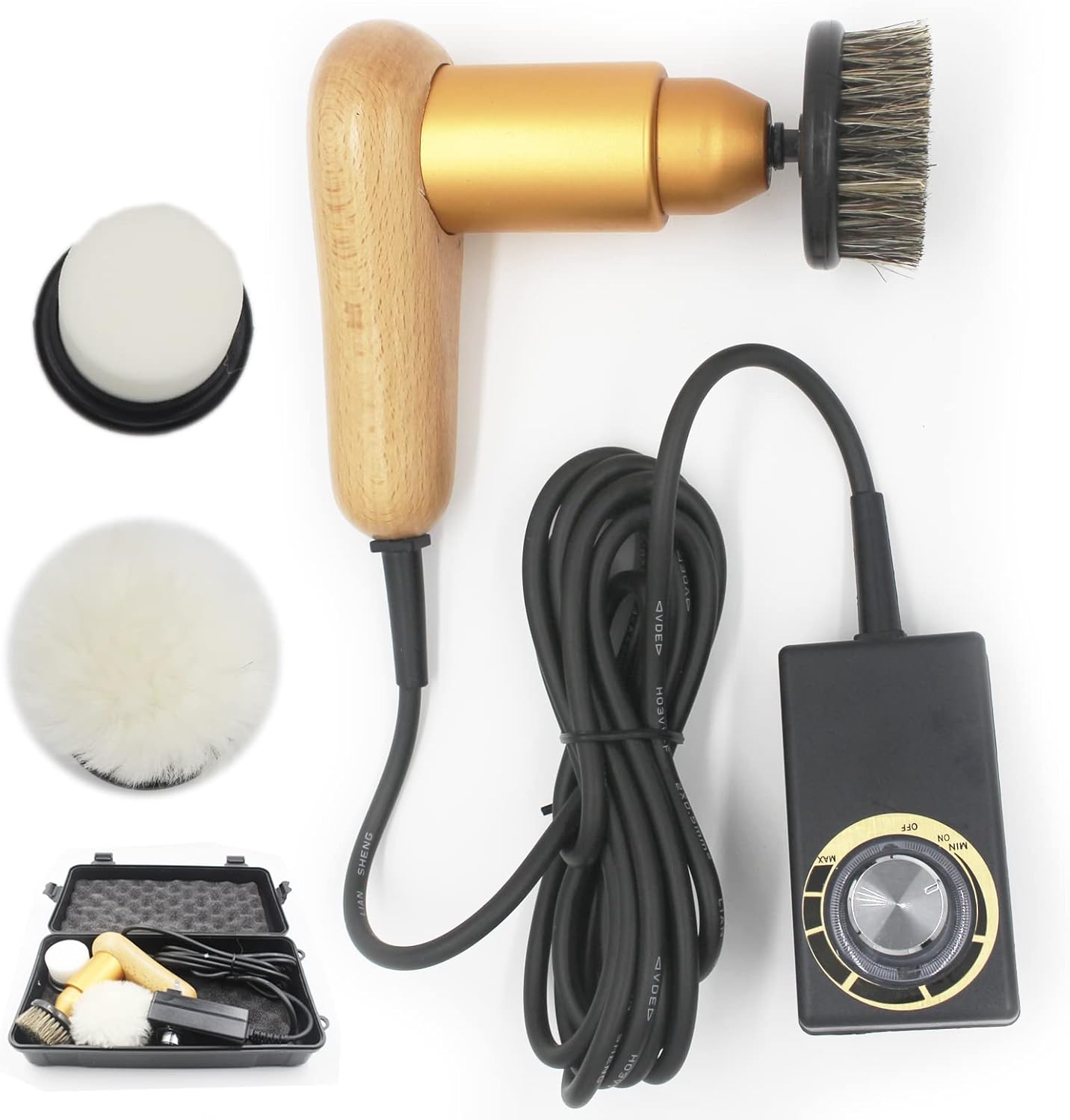 Adjustable Speed Electric Shoe Polisher, Replaceable 3 Kinds Of Shoe Brush Head Set,With Powerful Motor To Make The Shoes Shiny