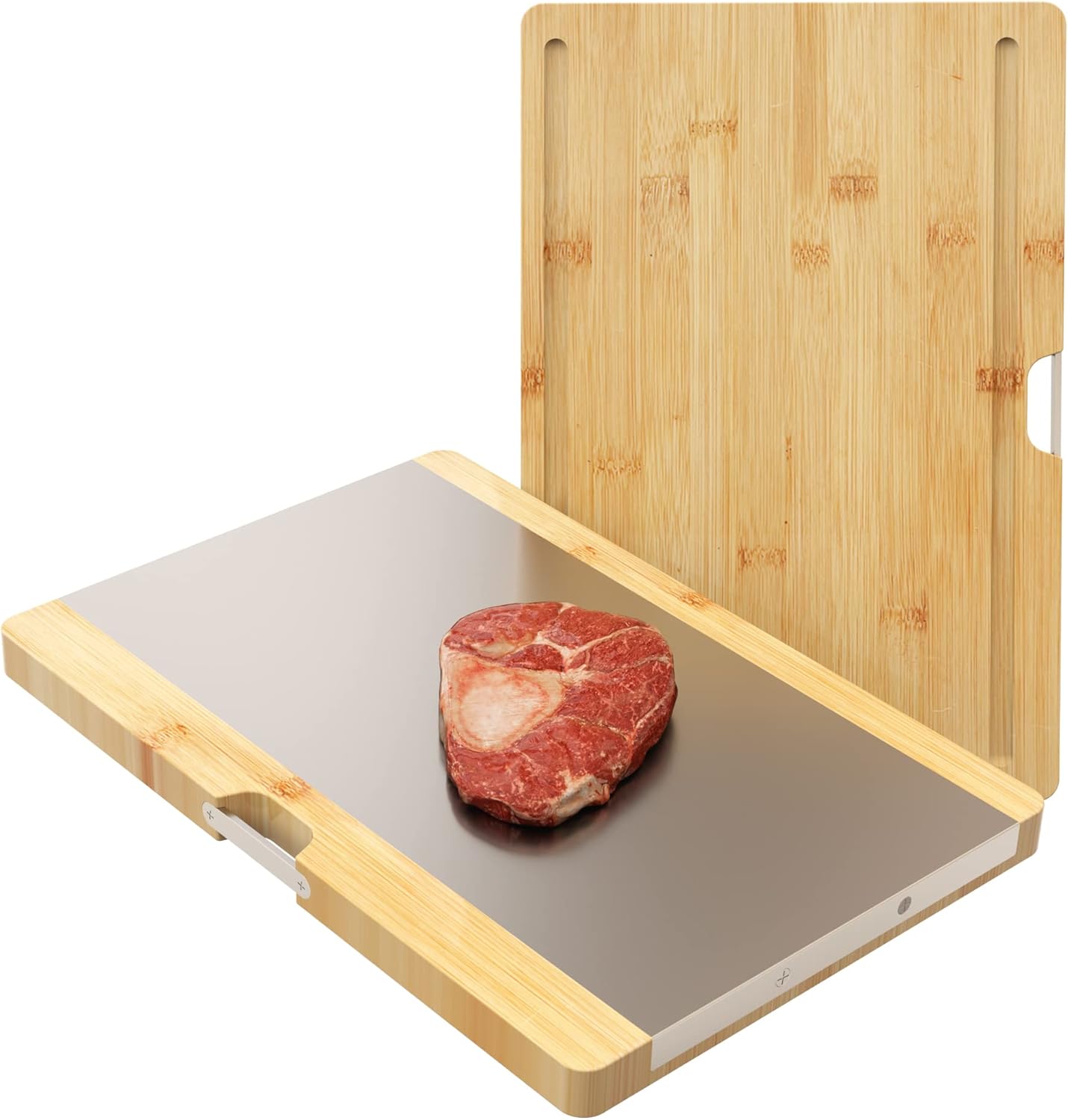 KORVOS Cutting Board,cutting boards for kitchen,Bamboo Cutting Board,chopping board,meat cutting board,chopping boards for kitchen,Kitchen cutting board,stainless steel cutting board-S(1 Pack)