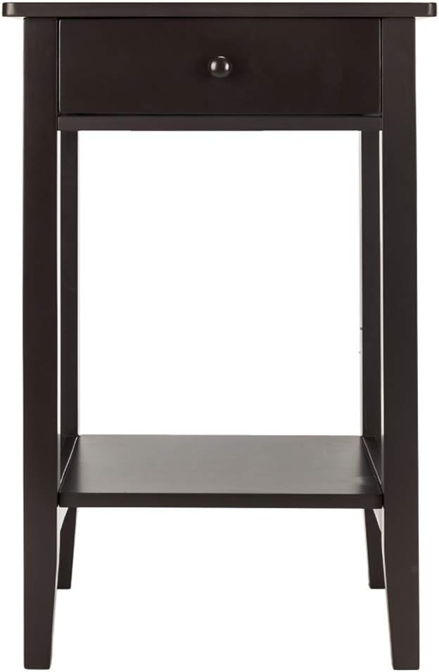 Firlar Nightstand, Bedside Table with Drawer and Storage Shelf, Wood Accent Table, Sofa Side Table End Table, Espresso