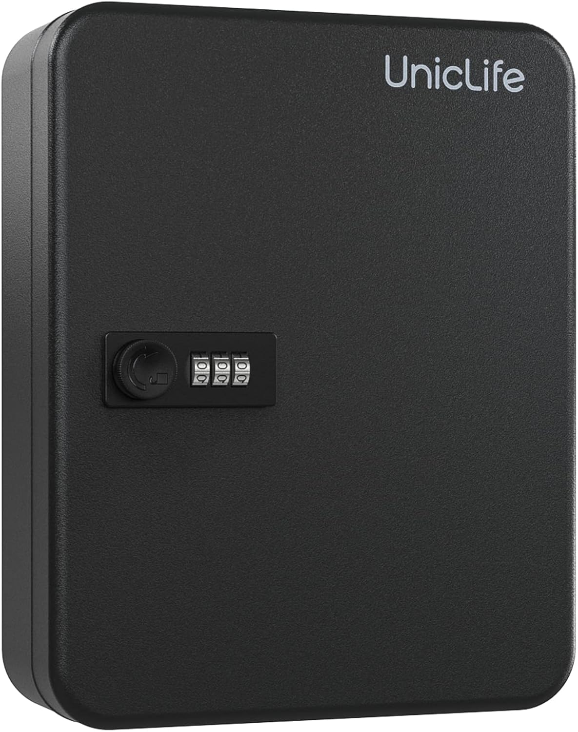 Uniclife 48-Key Steel Key Cabinet with Combination Lock Wall Mounted Key Organizer with Resettable Code Black Digital Security Box with Hooks and Key Tag Labels Identifiers in 9 Assorted Colors