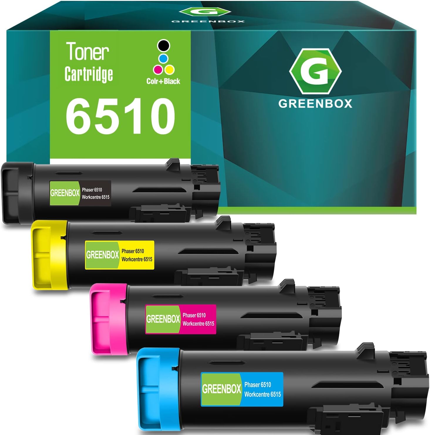 GREENBOX Remanufactured Toner Cartridge Replacement for Xerox Phaser 6510 6510/dni 6510/dn 6510/n Workcentre 6515 6515/dni 6515/dn 6515/n Printer High Yield (1 Black 1 Cyan 1 Magenta 1 Yellow) Pack of 2