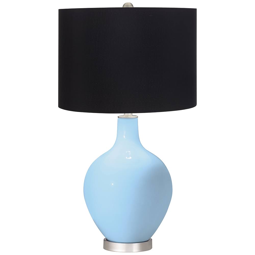 Color + Plus Wild Blue Yonder Ovo Table Lamp with Black Shade