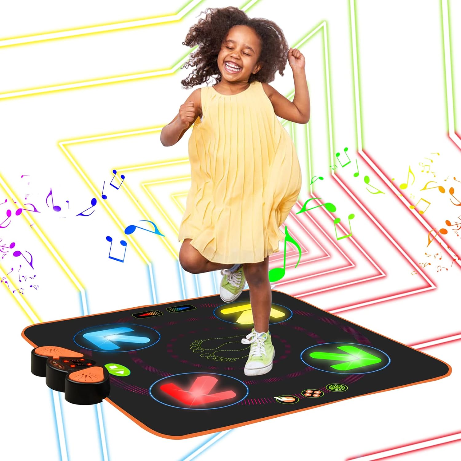 Let Me Be Dancing with Arrow Illuminated Dance Mat, Memory/Follow/Free Modes, Memory Volume, AUX/Built-in Music, Anti-Slip Music Game Playmat, Dance Toy Gift for Kid Age of 3+(35