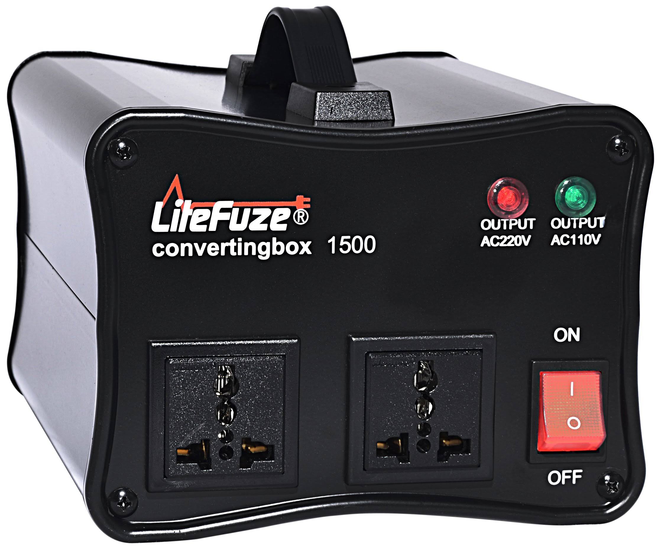 LiteFuze convertingbox 1500 Watt Voltage Converter Transformer - Circuit Breaker - Lifetime Warranty Black